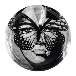 Golden Butterfly bricka Ø31 cm, Black-white^Carolina Gynning Clearance