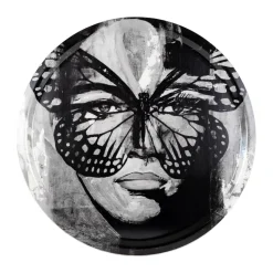 Brickor-Carolina Gynning Golden Butterfly bricka Ø46 cm, Black-white