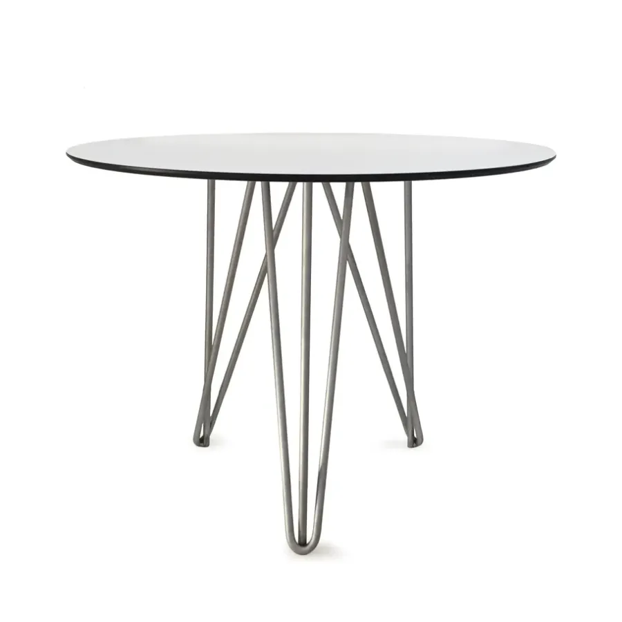 High Tech bord, ø90 cm, Vit-varmförzinkat stativ^Grythyttan Stålmöbler Sale