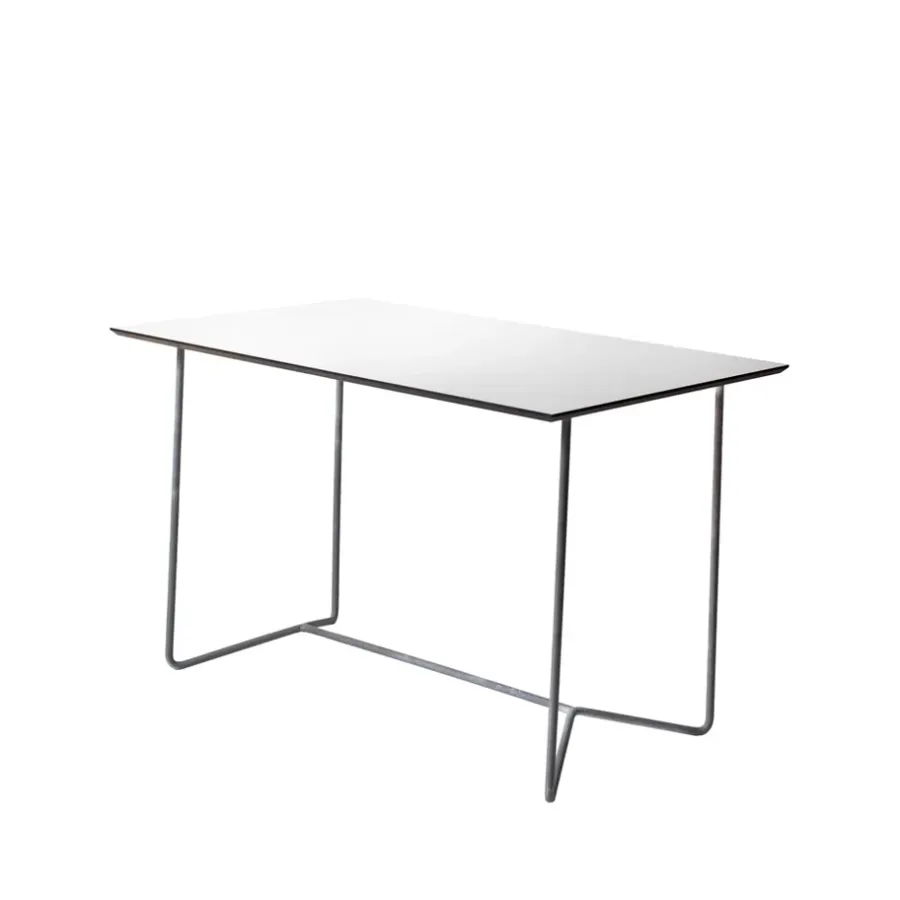 Utebord·Matbord Utomhus|Matbord Utomhus-Grythyttan Stålmöbler High Tech bord rektangulärt, Vit-varmförzinkat stativ