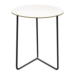 Utebord·Matbord Utomhus|Matbord Utomhus-Grythyttan Stålmöbler High Tech bord, Vit kompakt laminat-svart, Ø60 cm