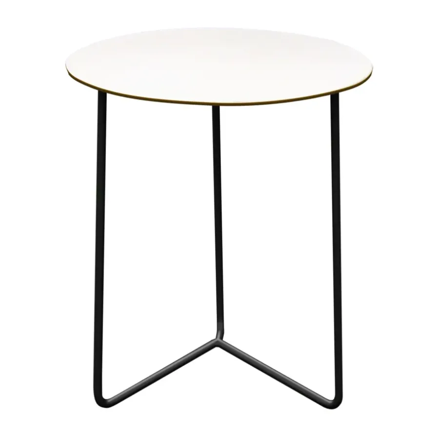 Utebord·Matbord Utomhus|Matbord Utomhus-Grythyttan Stålmöbler High Tech bord, Vit kompakt laminat-svart, Ø60 cm