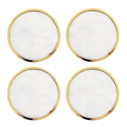Glasunderlägg-Hilke Collection glasunderlägg 4-pack, Vit marmor-solid mässing