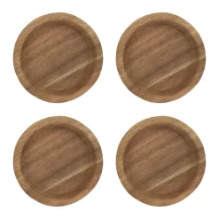 Glasunderlägg-Scandi Living Hollow glasunderlägg Ø9 cm 4-pack, Akacia