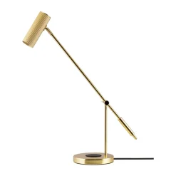 Skrivbordslampor-Globen Lighting Hubble Read bordslampa med trådlös laddning, Borstad mässing