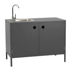 Kelia utekök bänkskåp med diskho, Antracit, 121x90x64^Brafab New