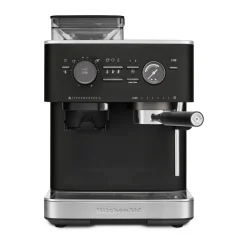 Testvinnare|Kaffemaskiner-KitchenAid halvautomatisk espressomaskin med kvarn, Cast iron black