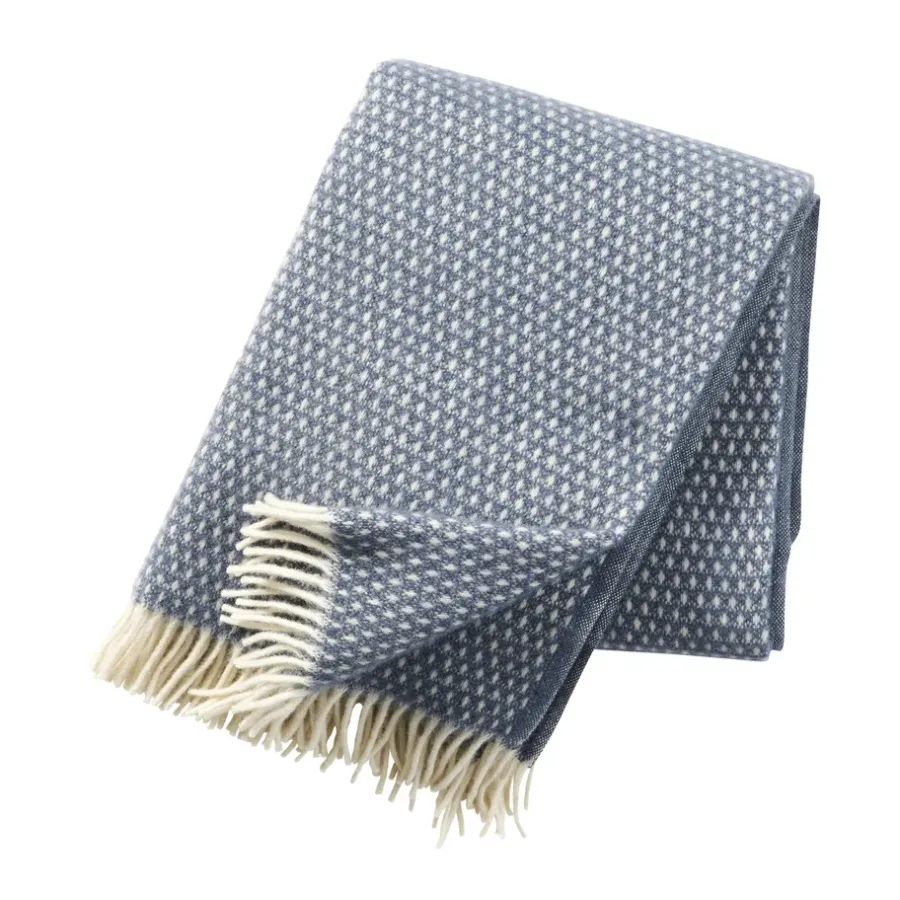 Ullplädar & Ullfiltar-Klippan Yllefabrik Knut ullpläd, blå