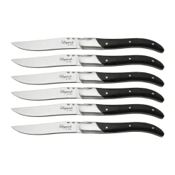 Matbestick-Hâws Laguiole By grillkniv 6-pack, Black Wood