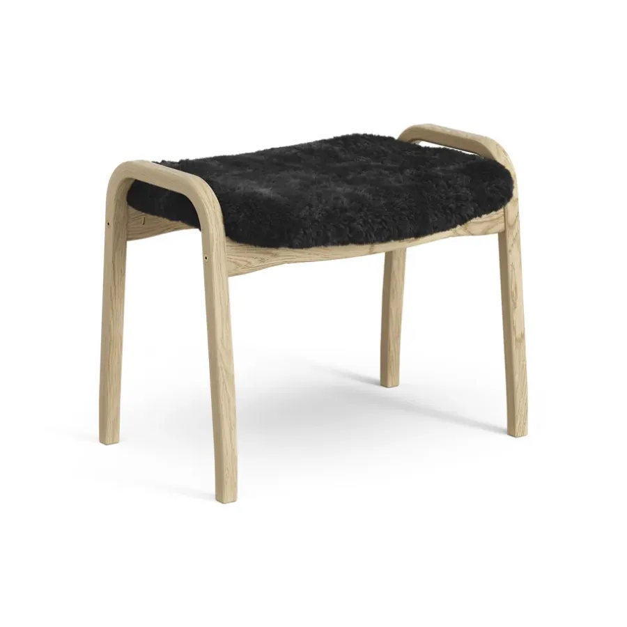 Fåtöljer & Fotpallar·Barnfåtöljer|Barnfåtöljer-Swedese Lamini fotpall till barn lackad ek/fårskinn, Black (svart)