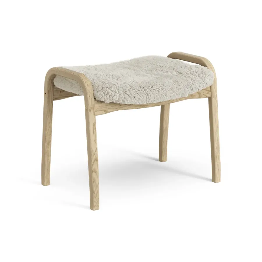 Fåtöljer & Fotpallar·Barnfåtöljer|Barnfåtöljer-Swedese Lamini fotpall till barn lackad ek/fårskinn, Moonlight (beige)