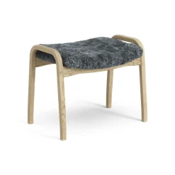 Lamini fotpall till barn lackad ek/fårskinn, Charcoal (mörkgrå)^Swedese New