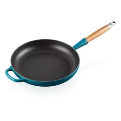 Gjutjärnspannor-Le Creuset Signature stekpanna trähandtag 28 cm, Deep Teal