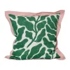 Leaves kuddfodral konstraterande vinge 48x48 cm, Green-pink^Fine Little Day Hot