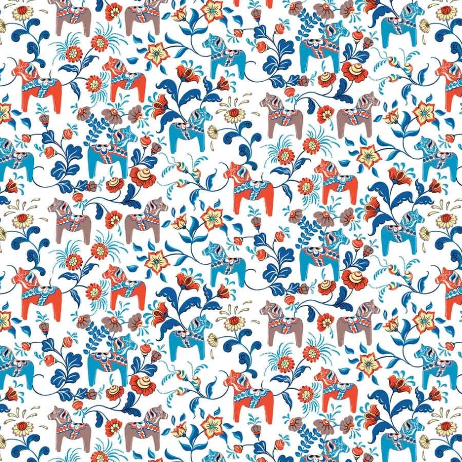 Leksand vaxduk, Blå-orange^Arvidssons Textil New