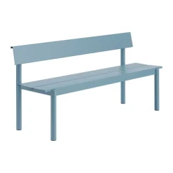 Trädgårdssoffor & Trädgårdsbänkar|Loungemöbler·Loungesoffor-Muuto Linear Steel bänk med ryggstöd, Pale blue, 170x34 cm
