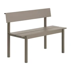 Loungemöbler·Loungesoffor|Loungesoffor-Muuto Linear Steel bänk med ryggstöd, Taupe, 110x34 cm