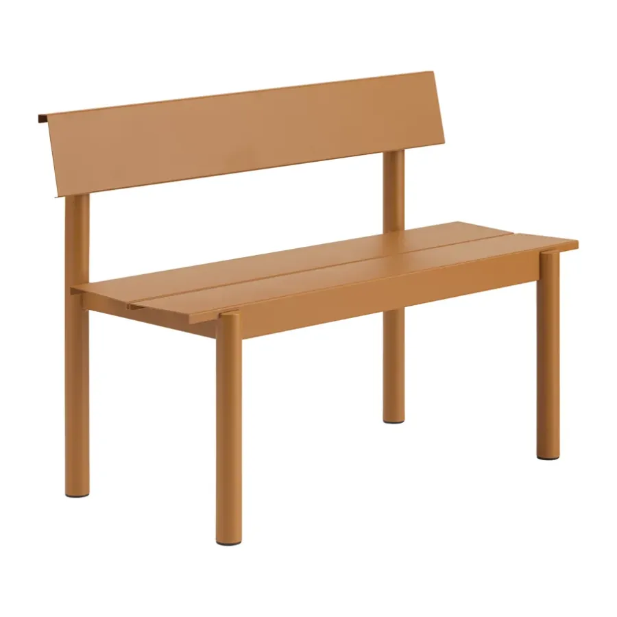 Linear Steel bänk med ryggstöd, Burnt orange, 110x34 cm^Muuto Hot