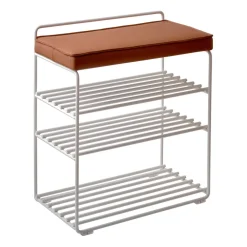 Lower East Seat hylla-pall 50x28x58 cm, White-cognac leather^Maze Clearance