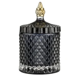 Förvaringsburkar-Lene Bjerre Miya förvaringsburk med lock Ø10,5 cm, Mörkt gråsvart