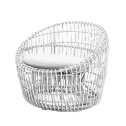 Nest Round fåtölj, Natté white, vit rotting^Cane-line Hot
