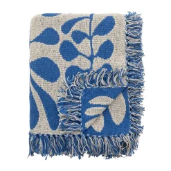 Bomullsplädar & Bomullsfiltar-Bloomingville Nevine pläd 130x160 cm, Blå