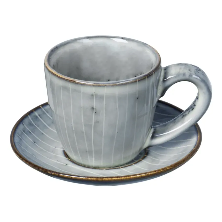 Glöggmuggar|Espressokoppar-Broste Copenhagen Nordic Sea espressokopp med fat, 5 cl