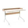 Skrivbord-&Tradition Pavilion AV17 skrivbord, mushroom linoleum, lackad ek, kromben