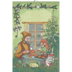 Handdukar Med Julmotiv-Ekelund Linneväveri Pettson & Findus kökshandduk, Julpyssel