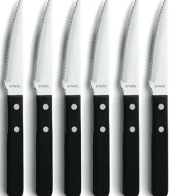Grillbestick|Matbestick-Amefa Pizza Noir grillkniv 6-pack, Svart