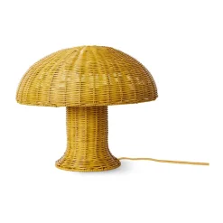 Barnlampor-HKliving Rattan bordslampa, Mustard