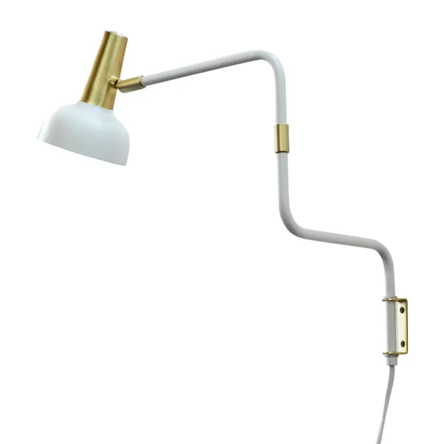 Ray vägglampa, vit-mässing^CO Bankeryd New