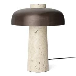 Fönsterlampor|Sänglampor-Audo Copenhagen Reverse bordslampa 30 cm, Travertin-bronsad mässing