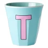 Barnmuggar|Plastmuggar-RICE melaminkopp medium bokstav T 30 cl, Mint