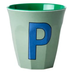 Barnmuggar|Plastmuggar-RICE melaminkopp medium bokstav P 30 cl, Khaki