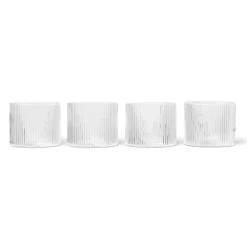 Dricksglas-Ferm Living Ripple glas lågt 4-pack, Clear