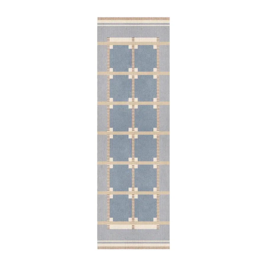 Gångmattor|Ullmattor-Layered Röllakan Ruth gångmatta, Summer sky, 75x240 cm