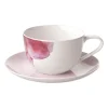 Kaffefat & Tefat-Villeroy & Boch Rose Garden kopp med fat, Rosa-vit