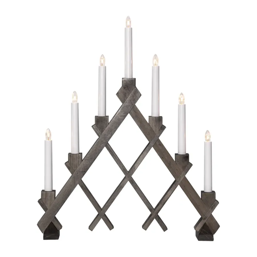 Adventsljusstakar-Star Trading Rut 7 träljusstake 43 cm, Brun