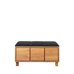 Bänkar-Scherlin bänk 6, läder svart, oljad ekstomme