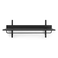 Sector hylla med stång 37x87 cm, Black ash-black brass^Ferm Living Discount