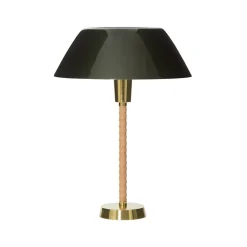 Bordslampor-Innolux Senator bordslampa, grön, stativ i läder och mässing