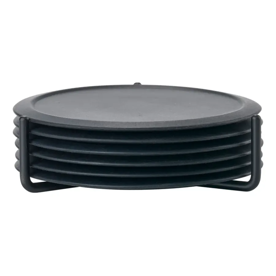 Singles glasunderlägg 6-pack med hållare, Black^Zone Denmark Outlet