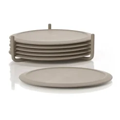 Singles glasunderlägg 6-pack med hållare, Taupe^Zone Denmark