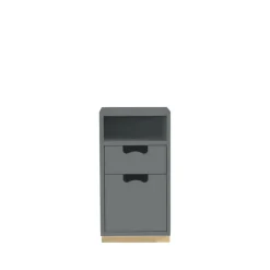 Sängbord-Asplund Snö G3 sängbord, storm grey, björksockel