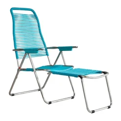 Spaghetti solstol med fotstöd, Turquoise^Fiam Sale