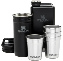 Plunta & 4 shotglas, Rostfritt stål-mattsvart^Stanley Sale