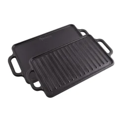 Stekplatta gjutjärn vändbar 21x33 cm, Svart^Victoria Online