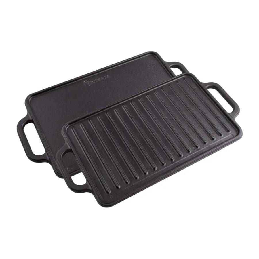 Stekplatta gjutjärn vändbar 21x33 cm, Svart^Victoria Online