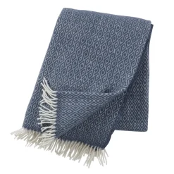 Ullplädar & Ullfiltar-Klippan Yllefabrik Stella ullpläd, rökblå